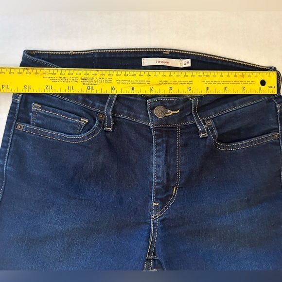 Levi’s 711 Skinny dark wash 5 pocket style denim blue jeans Sz-26 K5 - Picture 9 of 11